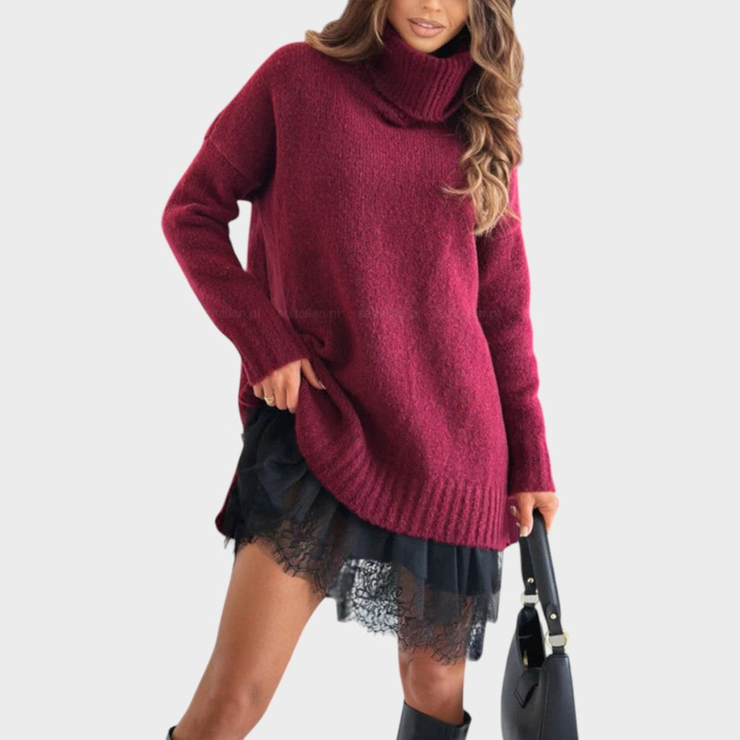 Aurora – Rullekravesweater og slipdress i sæt