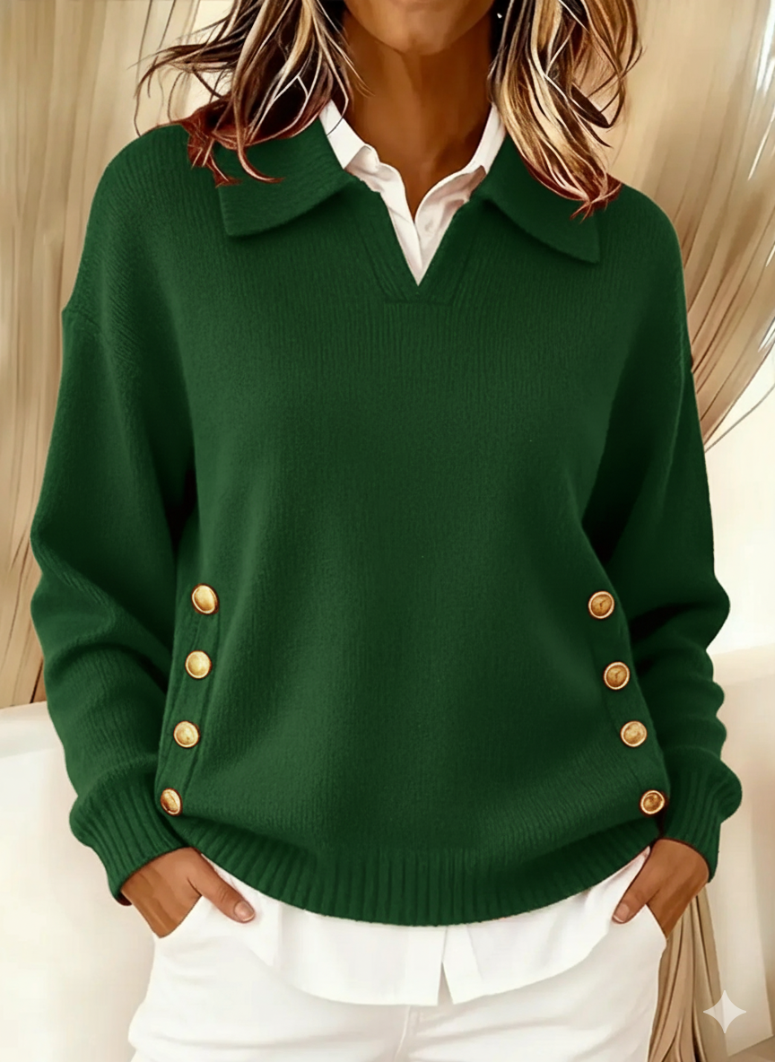 Vynette | Sweater med krave og V-hals