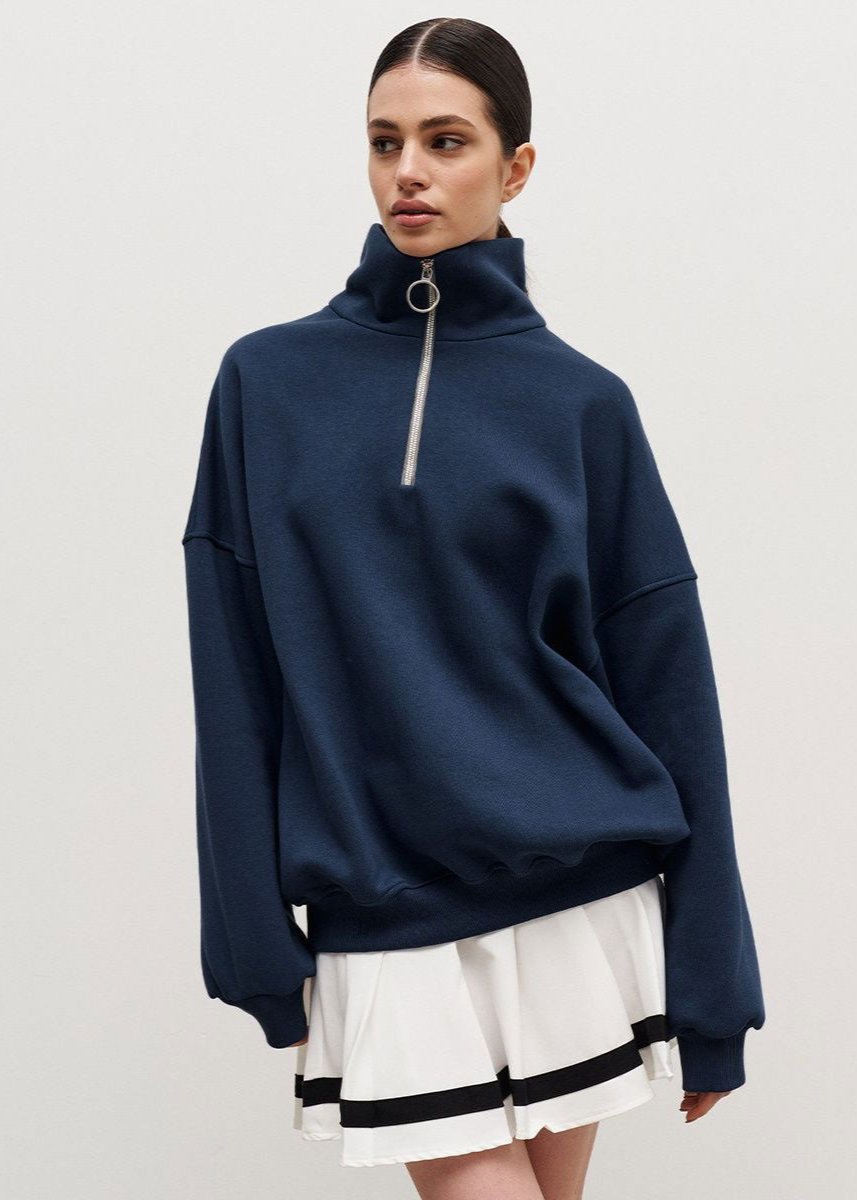Azzurra | Sweater med halv lynlås og komfortabel pasform