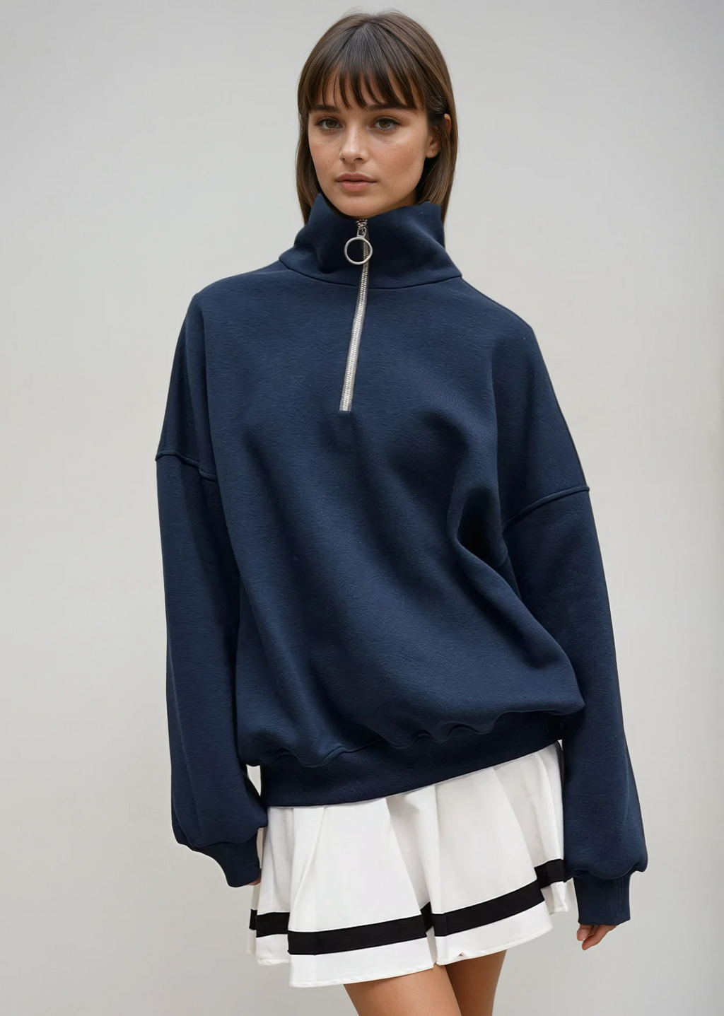 Azzurra | Sweater med halv lynlås og komfortabel pasform
