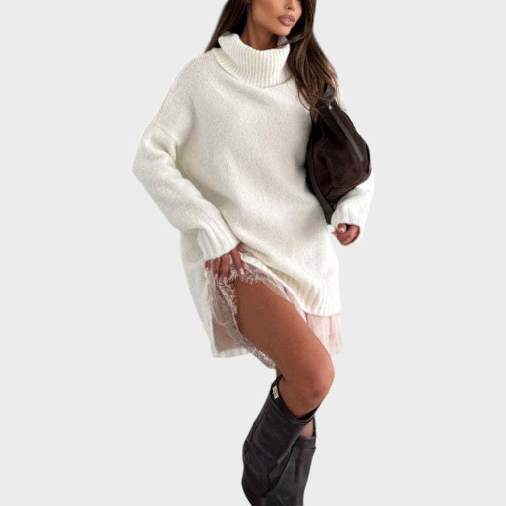 Aurora – Rullekravesweater og slipdress i sæt