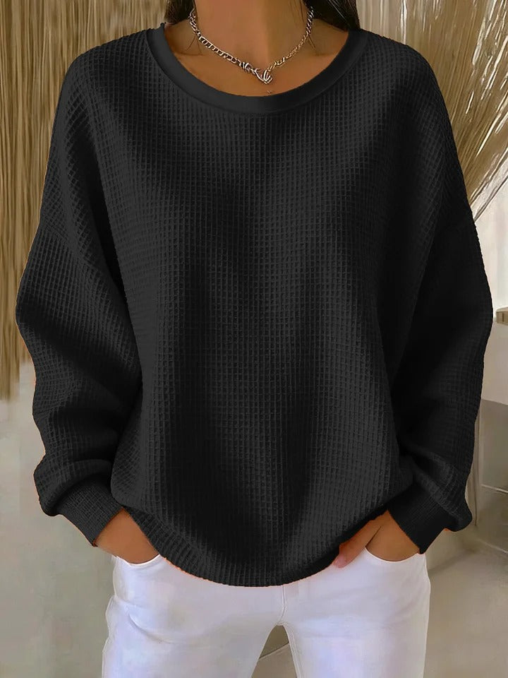 Nyla | Afslappet sweater i vaffelstrik