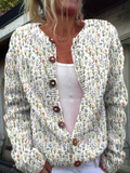Ivadelle™ – Strikket cardigan med blomstret vintageprint