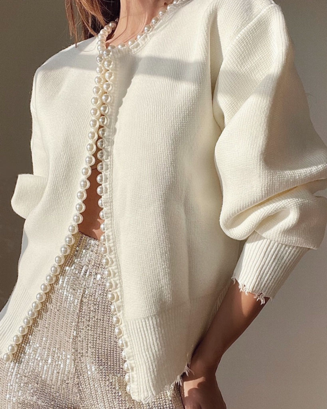 Enrica – Cardigan med perlekant
