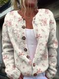 Evanthea™ – Strikket cardigan med blomstret vintageprint