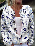 Vynora™ – Cardigan med blomster- og fugleprint