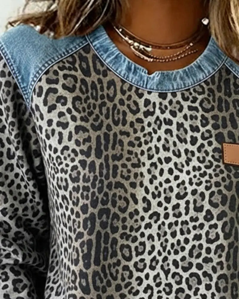 Cornelia | Patchwork-sweater med leopardprint og flatterende pasform