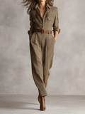 Célia | Brun jumpsuit med raffinerede detaljer