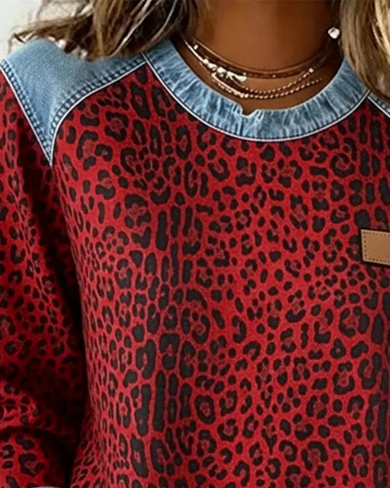 Cornelia | Patchwork-sweater med leopardprint og flatterende pasform