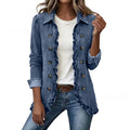 Elise – Elegant denimjakke med flæser, blå