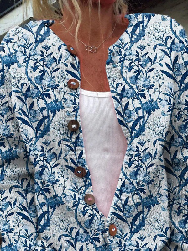 Tiverly™ – Cardigan med blomstret vintageprint