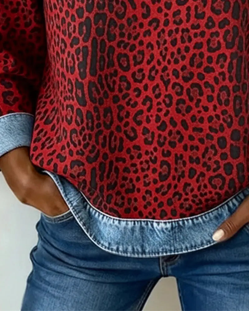 Cornelia | Patchwork-sweater med leopardprint og flatterende pasform