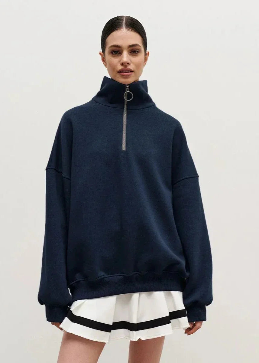 Azzurra | Sweater med halv lynlås og komfortabel pasform