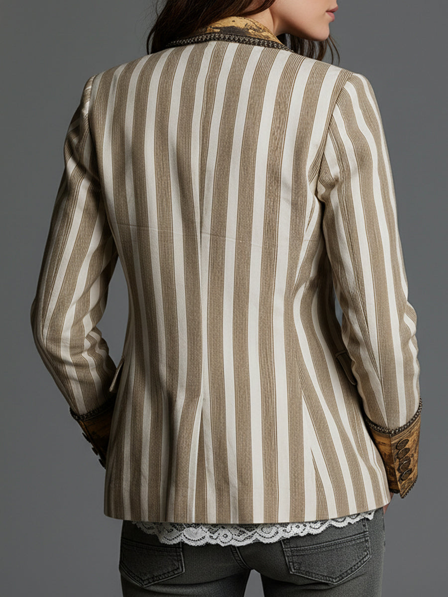Blazer med reverser og boheme-stribet print