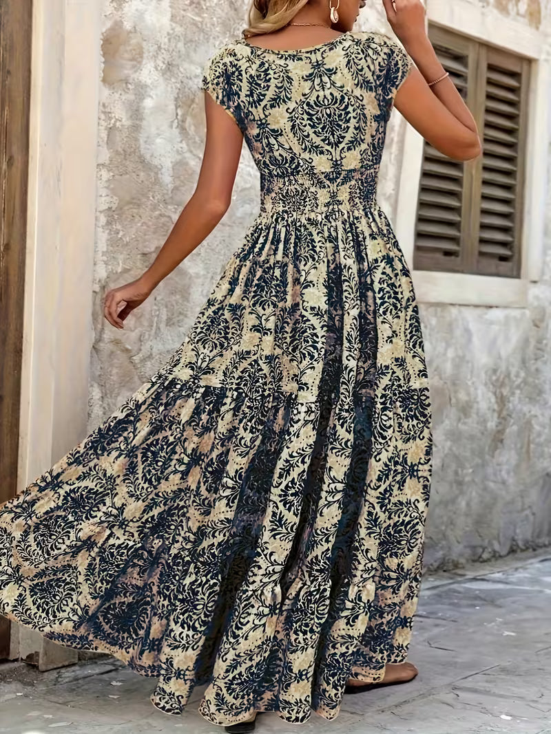 Marta | Lang vintagekjole med blomsterprint