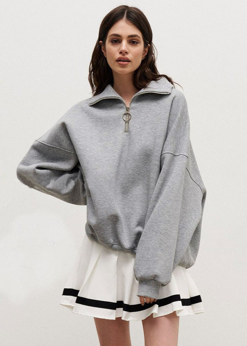 Azzurra | Sweater med halv lynlås og komfortabel pasform