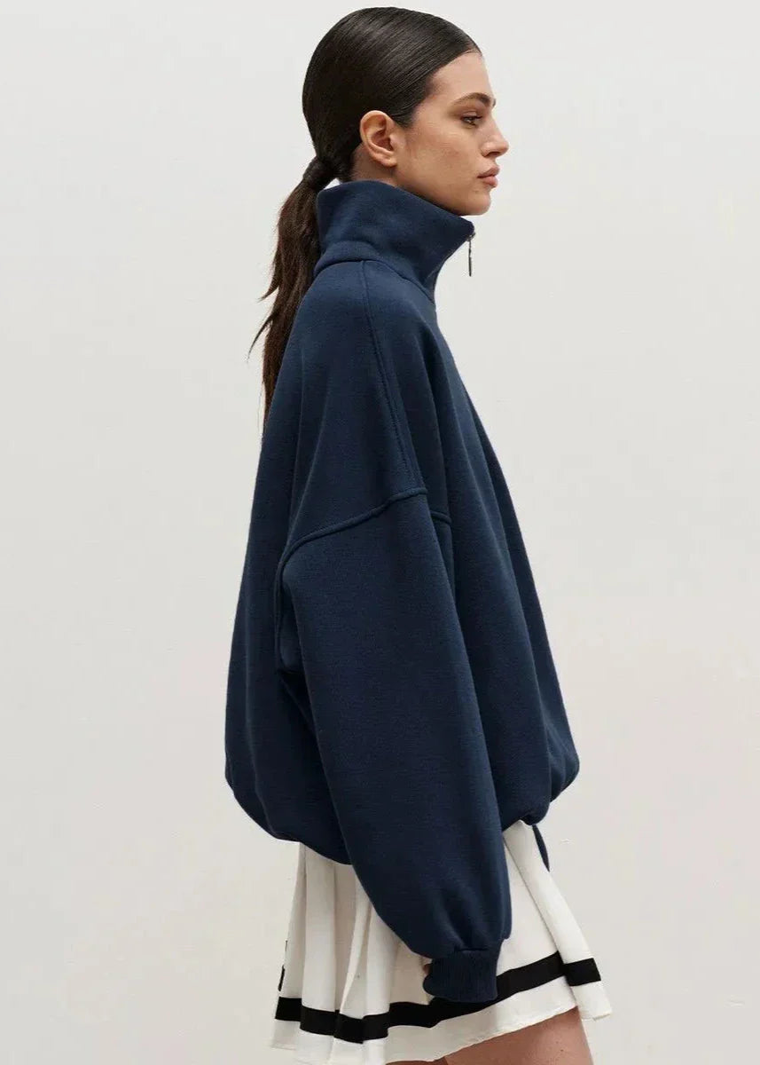 Azzurra | Sweater med halv lynlås og komfortabel pasform