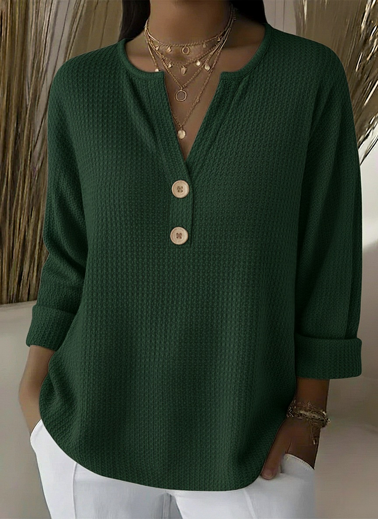 Lucinda | Henley-sweater i vaffelstrik