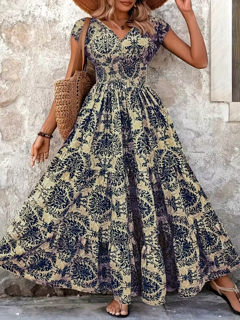 Marta | Lang vintagekjole med blomsterprint