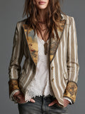 Blazer med reverser og boheme-stribet print