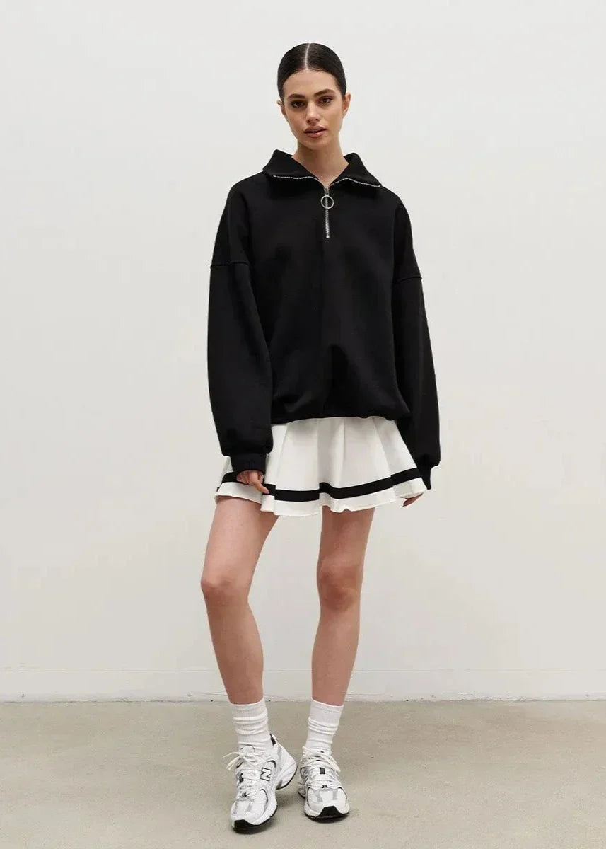 Azzurra | Sweater med halv lynlås og komfortabel pasform