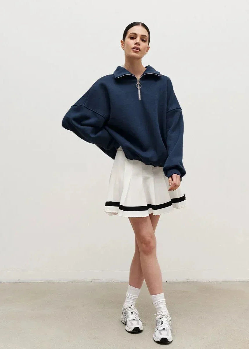 Azzurra | Sweater med halv lynlås og komfortabel pasform
