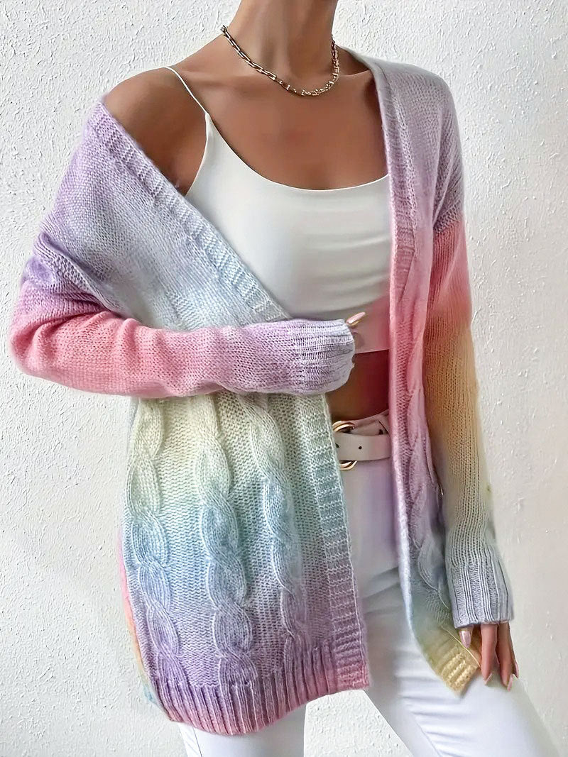 Dina – Lang cardigan i blødt strik med åben front