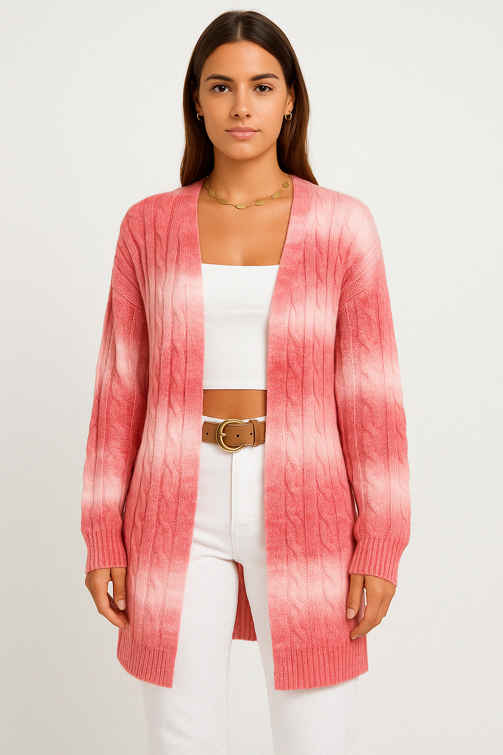 Dina – Lang cardigan i blødt strik med åben front
