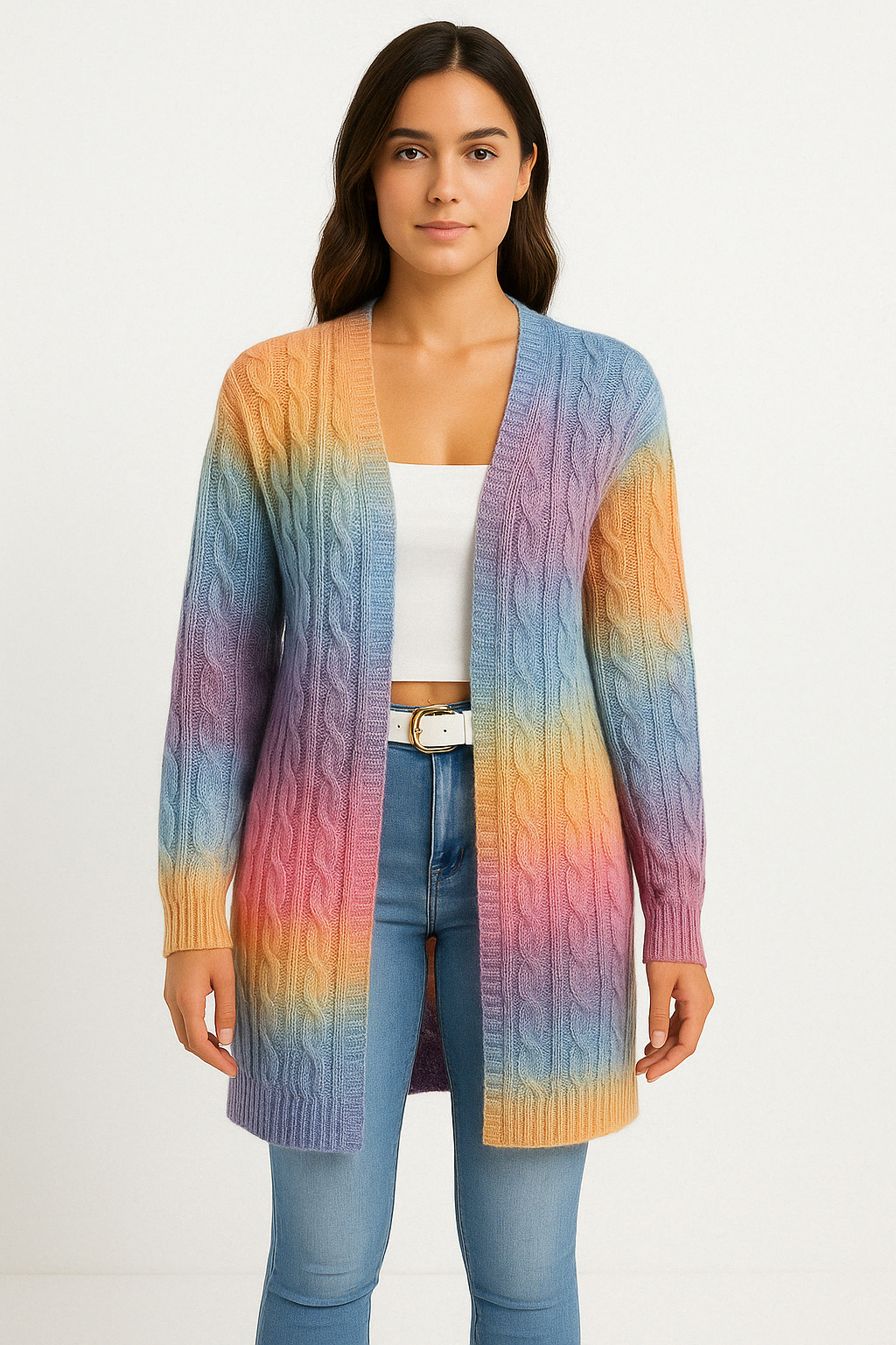 Dina – Lang cardigan i blødt strik med åben front