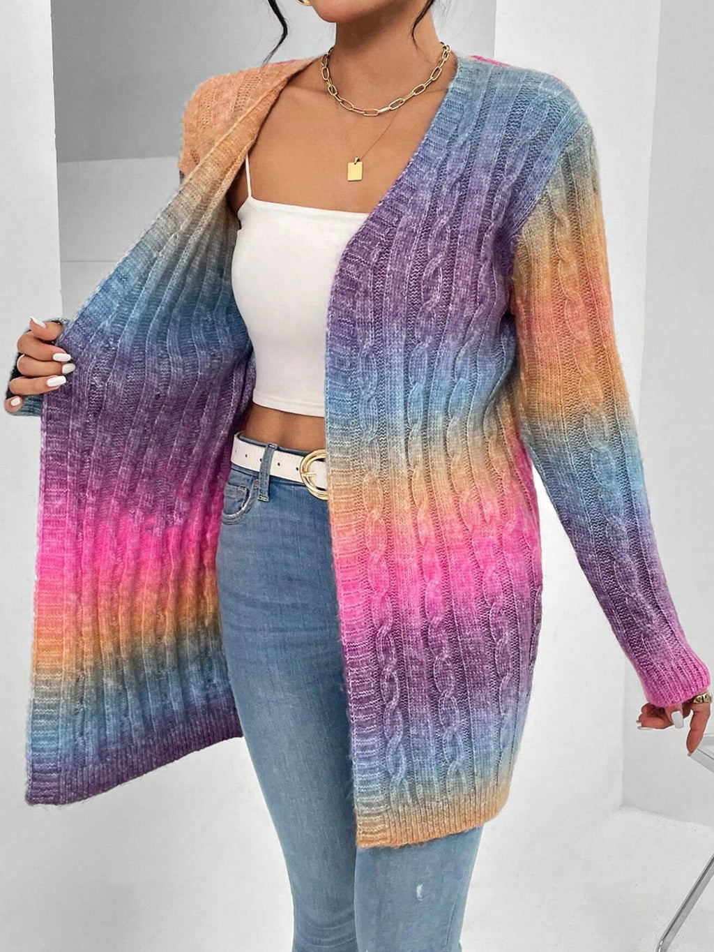 Dina – Lang cardigan i blødt strik med åben front