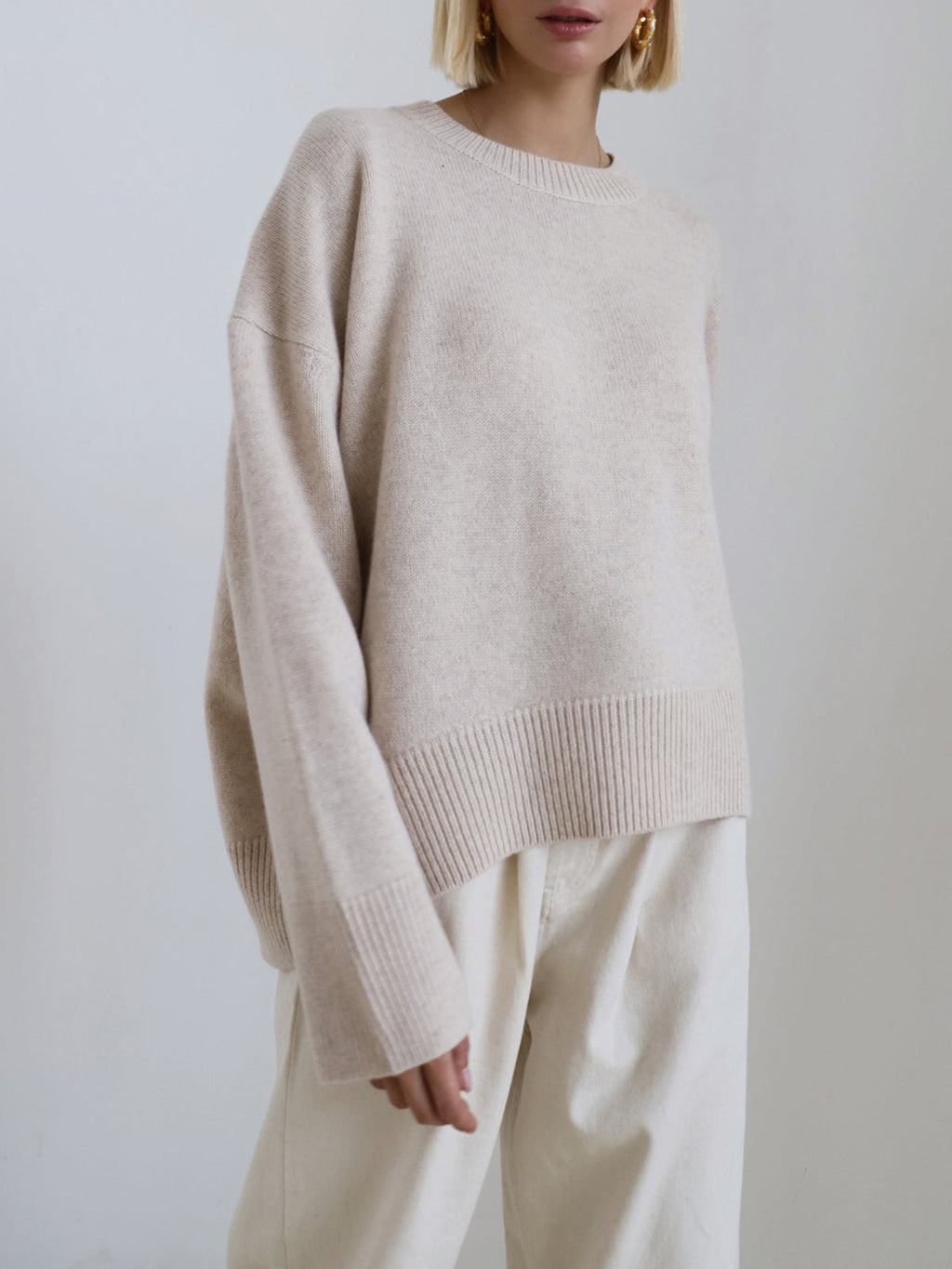 Virginia | Oversized striksweater med rund hals