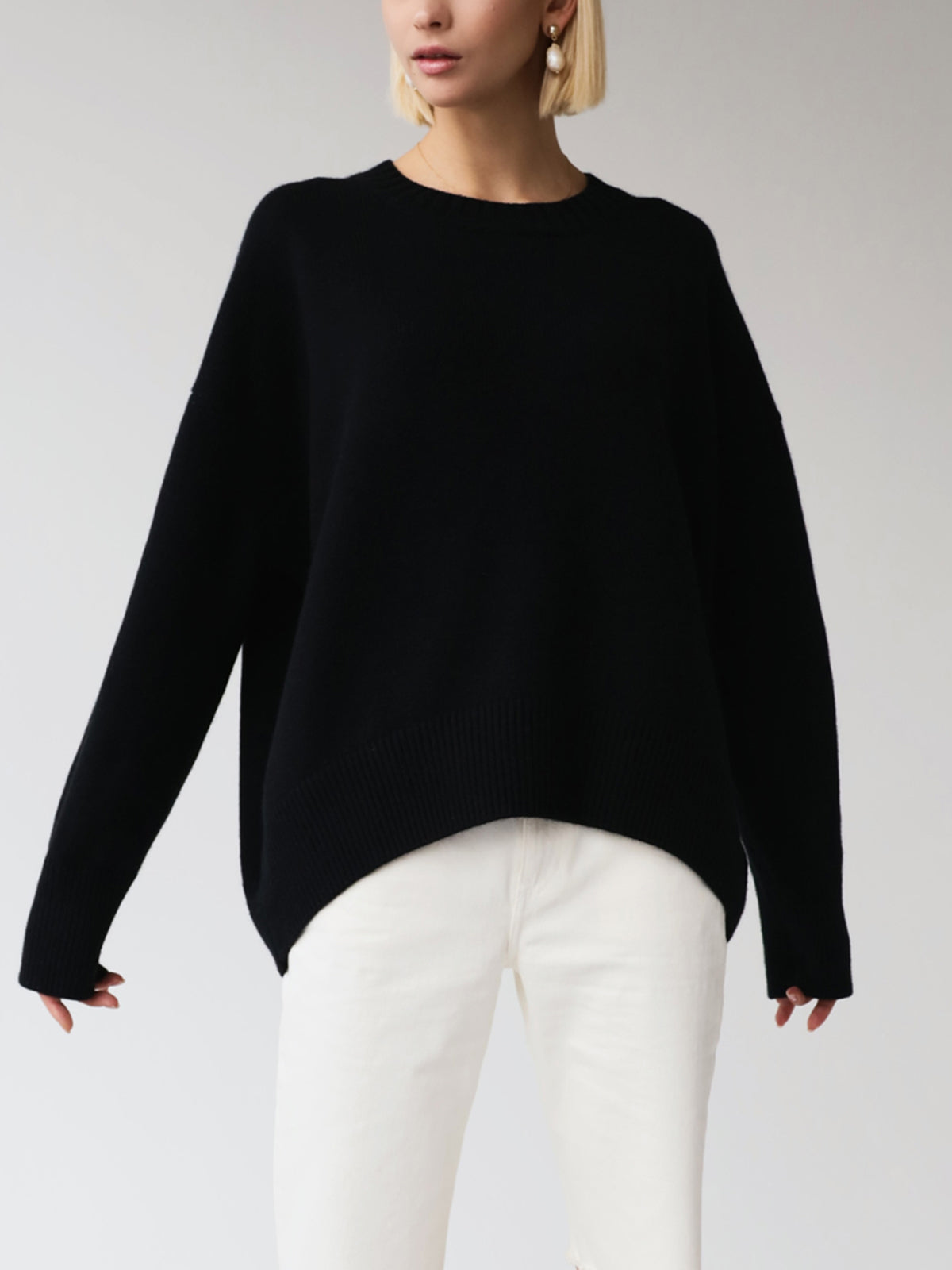 Virginia | Oversized striksweater med rund hals