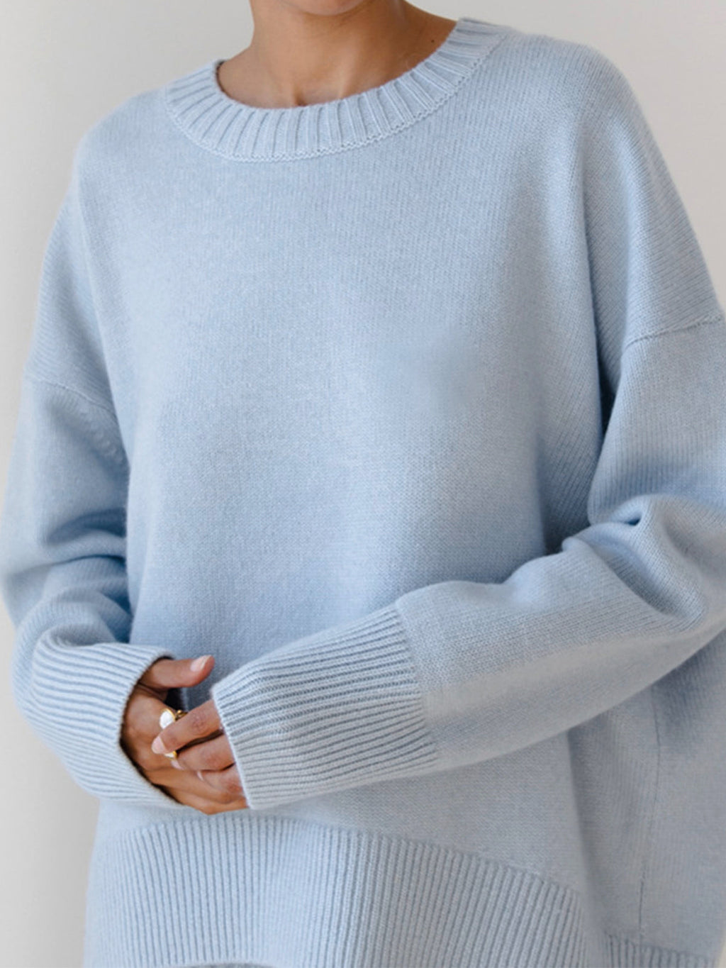 Virginia | Oversized striksweater med rund hals