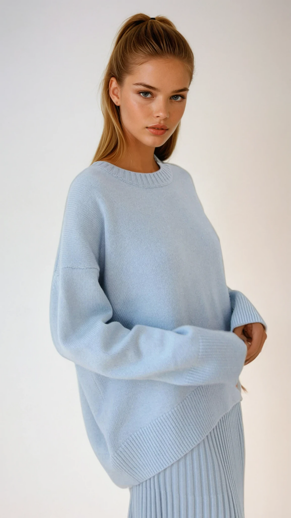 Virginia | Oversized striksweater med rund hals