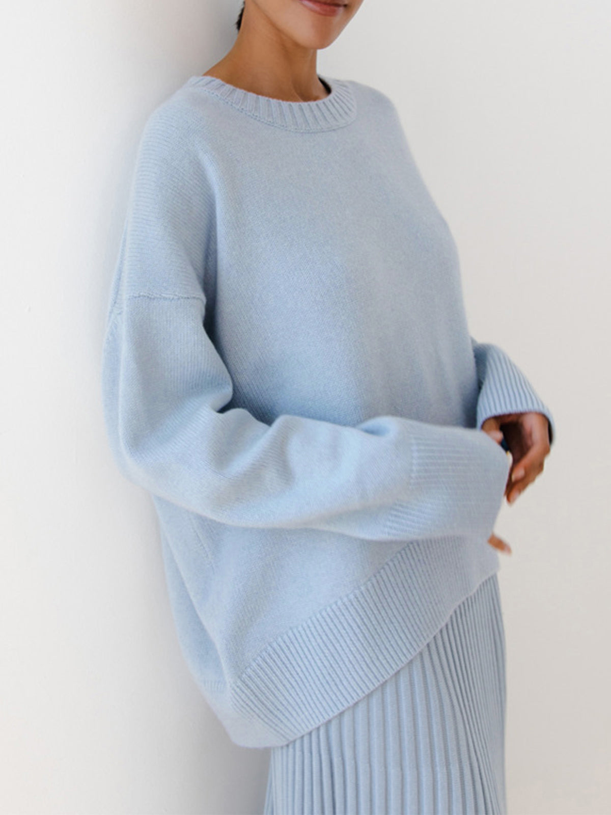 Virginia | Oversized striksweater med rund hals