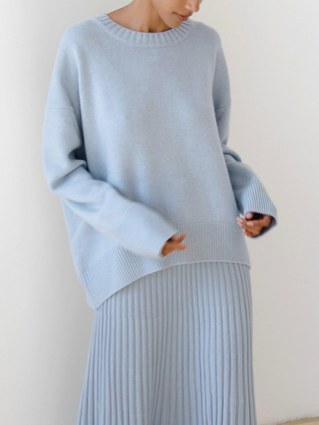 Virginia | Oversized striksweater med rund hals