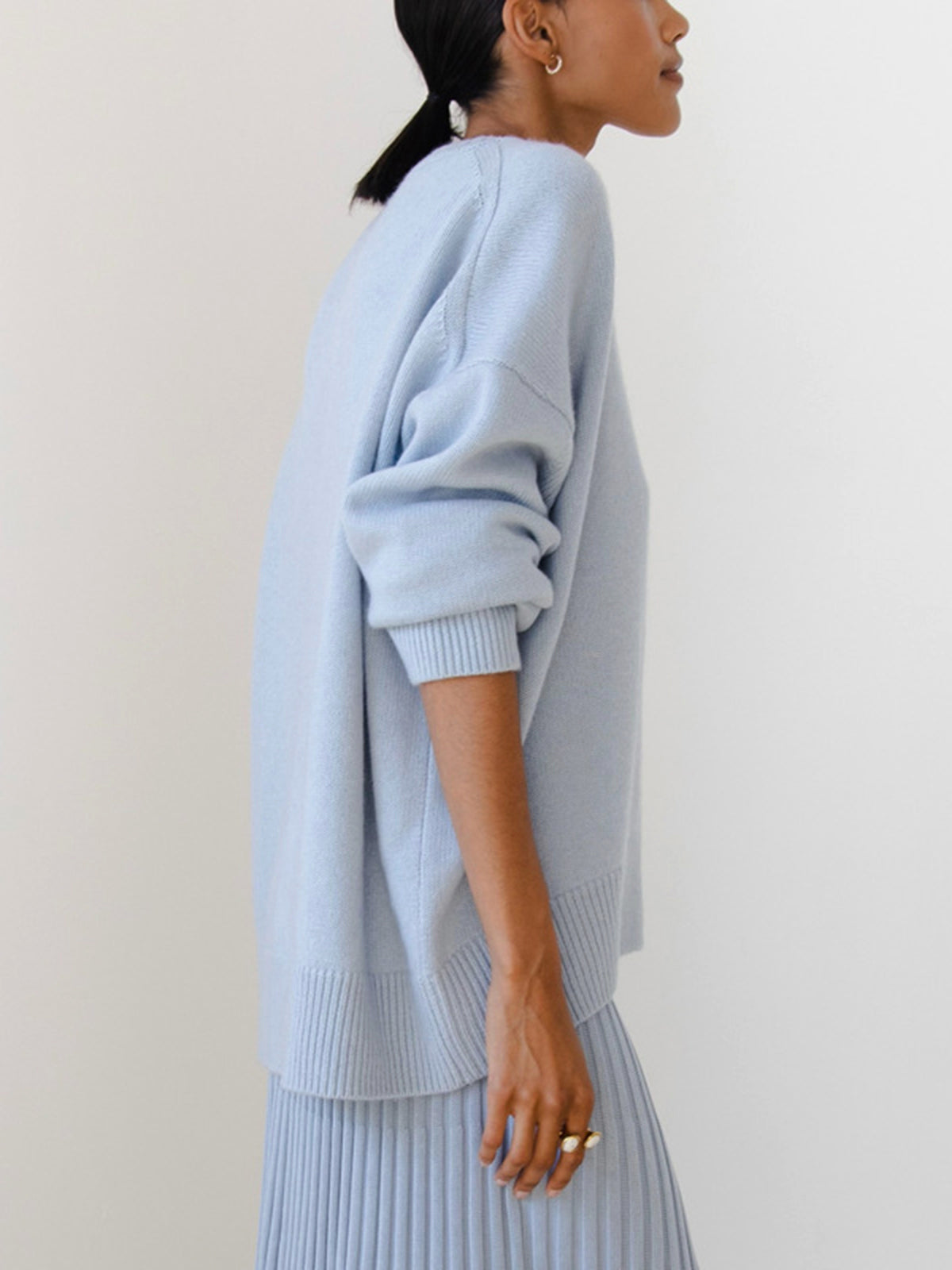 Virginia | Oversized striksweater med rund hals
