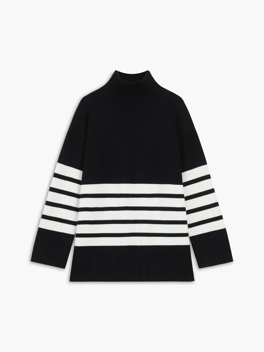Elena | Stribet sweater med høj hals