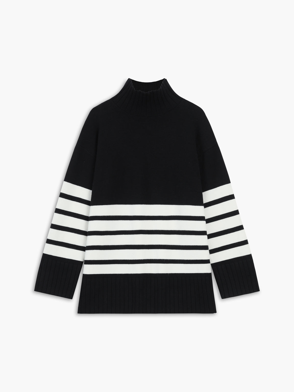 Elena | Stribet sweater med høj hals