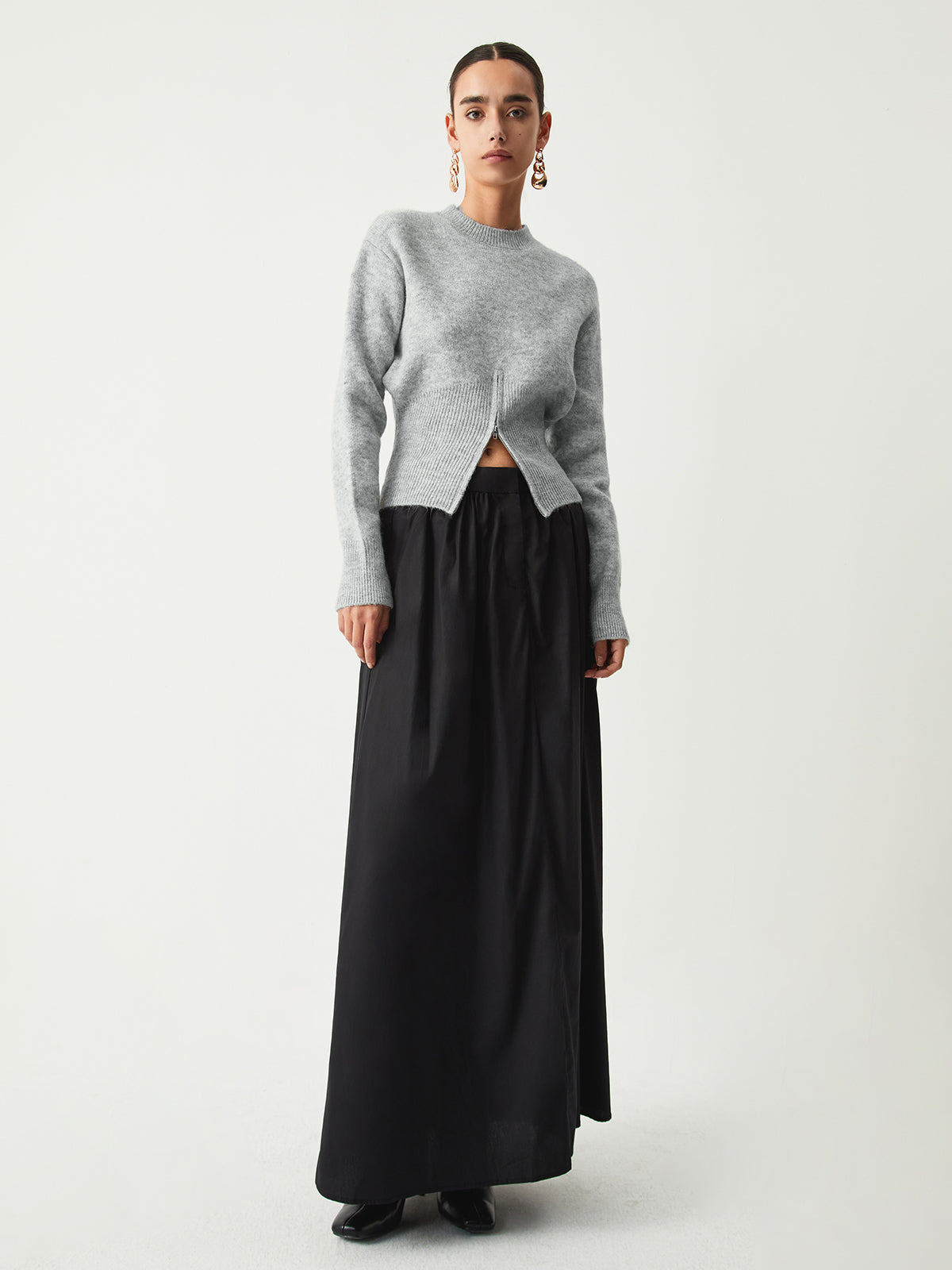 Gabriella | Striksweater med halv lynlås