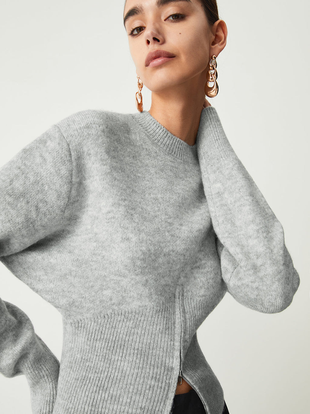 Gabriella | Striksweater med halv lynlås