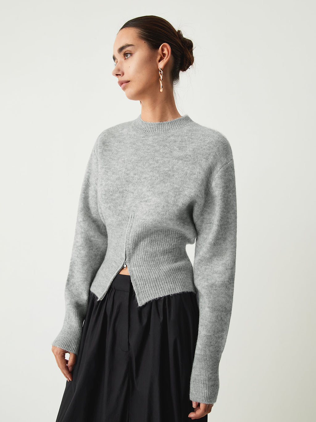 Gabriella | Striksweater med halv lynlås