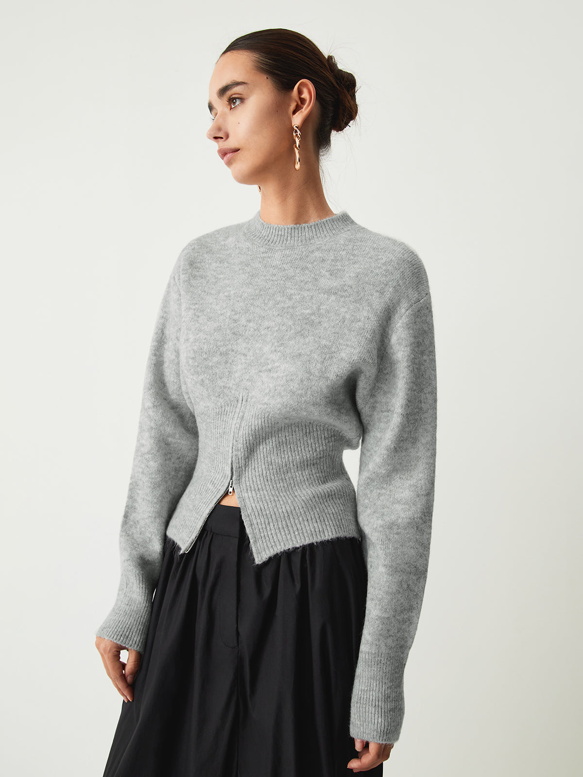 Gabriella | Striksweater med halv lynlås