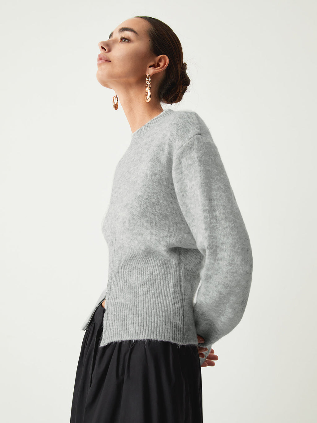 Gabriella | Striksweater med halv lynlås