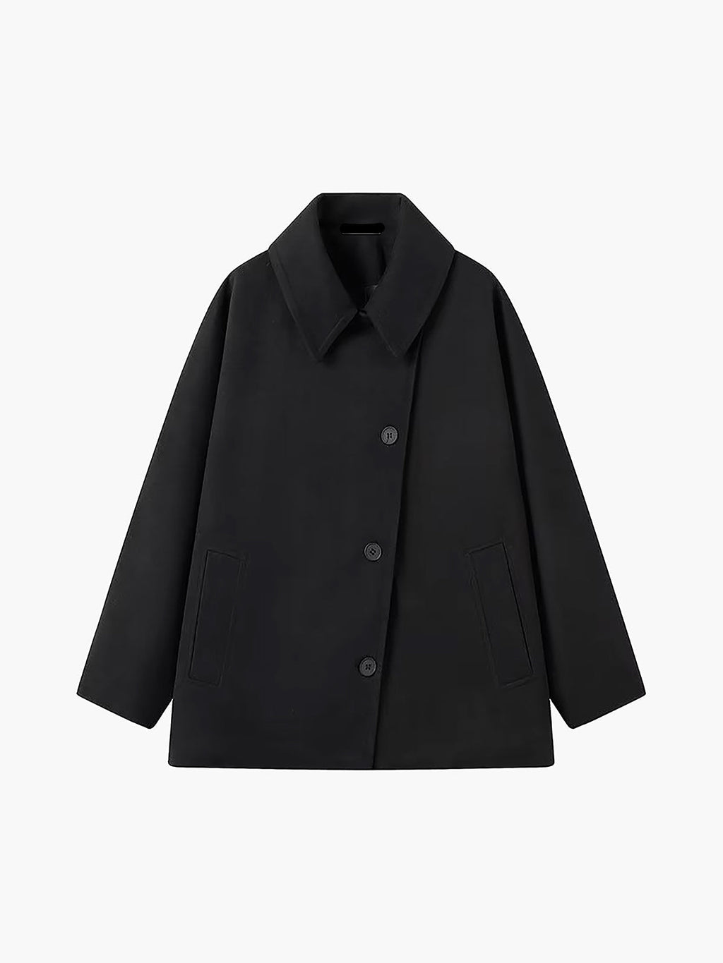 Francesca | Oversized frakke i uldblanding med knaplukning