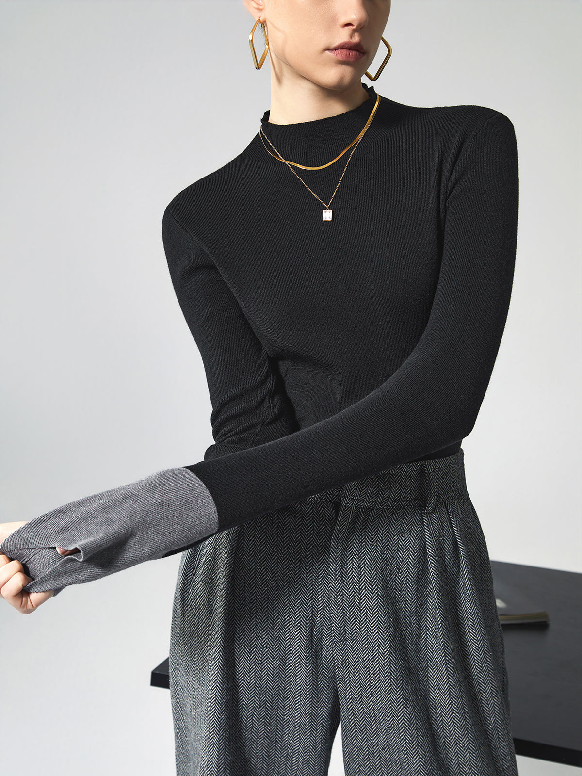 Marianna | Striksweater med kontrastmanchetter