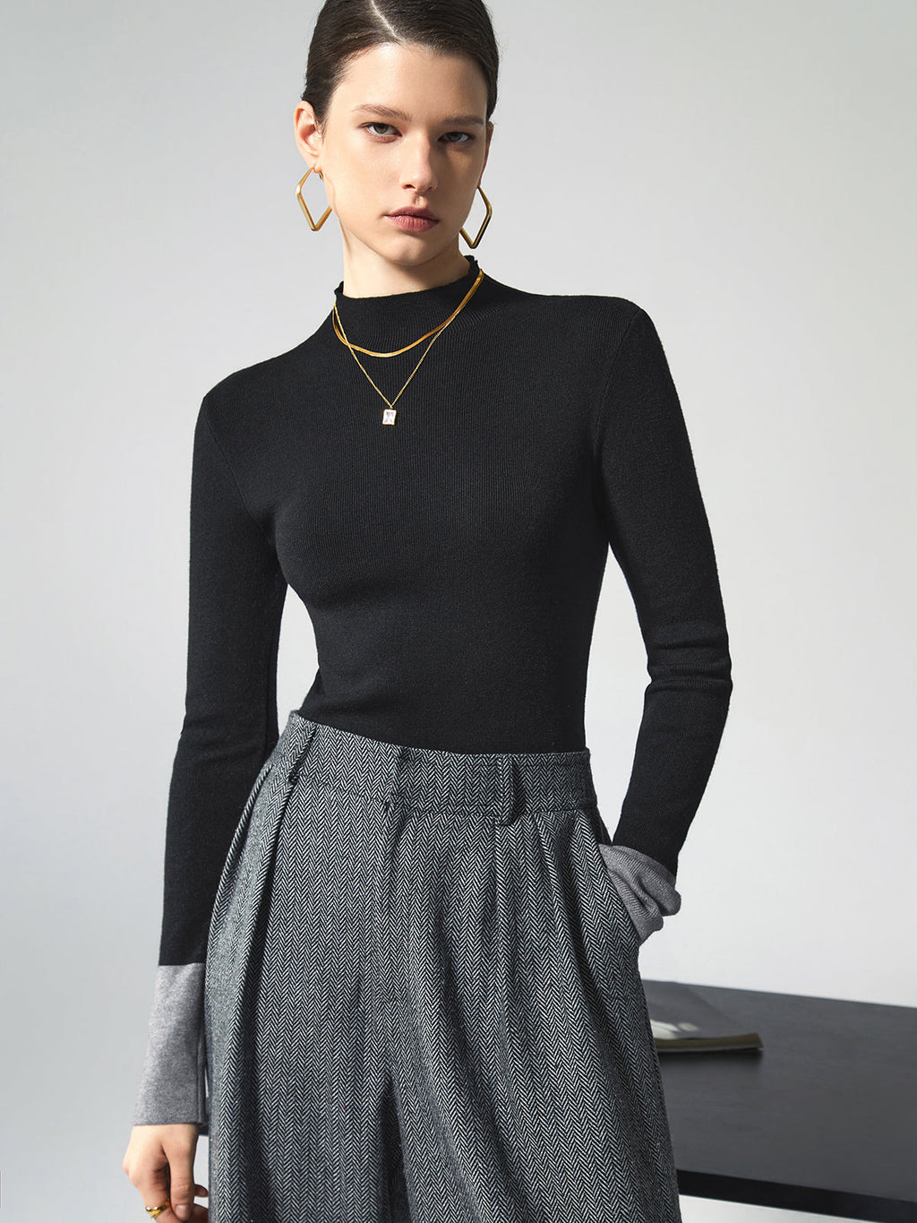Marianna | Striksweater med kontrastmanchetter