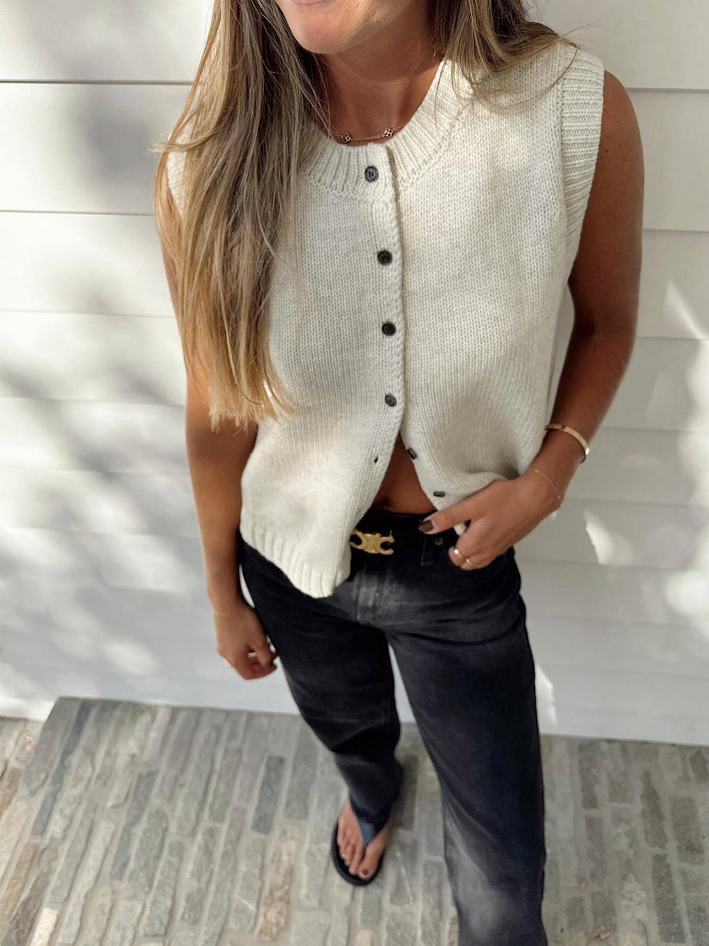 Domenica | Strikvest med knapper