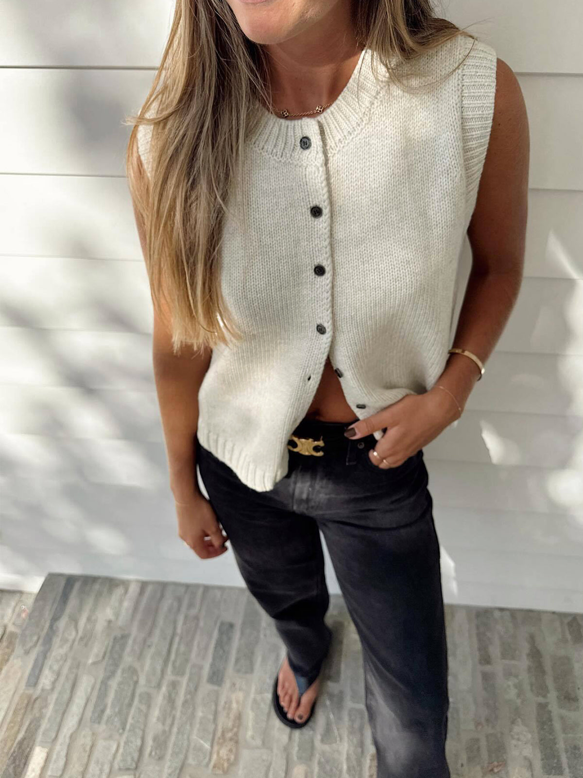 Domenica | Strikvest med knapper