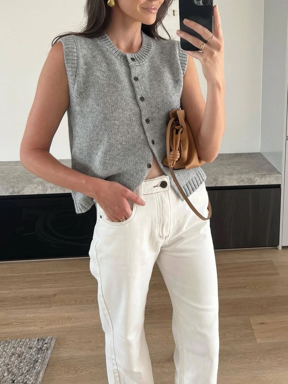 Domenica | Strikvest med knapper